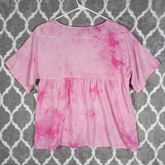 Andree by Unit Cottage Embroidered Flowy Top Pink Women Small - Picture 2 of 7
